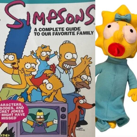UNIVERSAL STUDIOS Maggie Simpson Plush Doll & The Simpsons Complete Guide - Picture 1 of 15